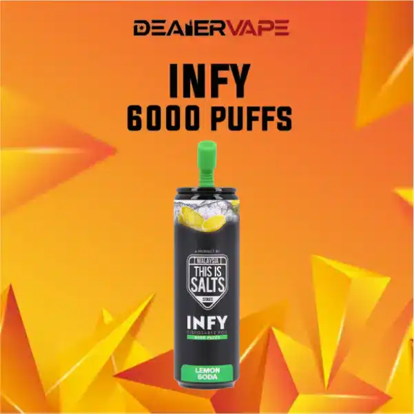 infy 6000 puff กลิ่นเลมอนโซดา ซ่าเปรี้ยวหวาน สดชื่นสุดขีด