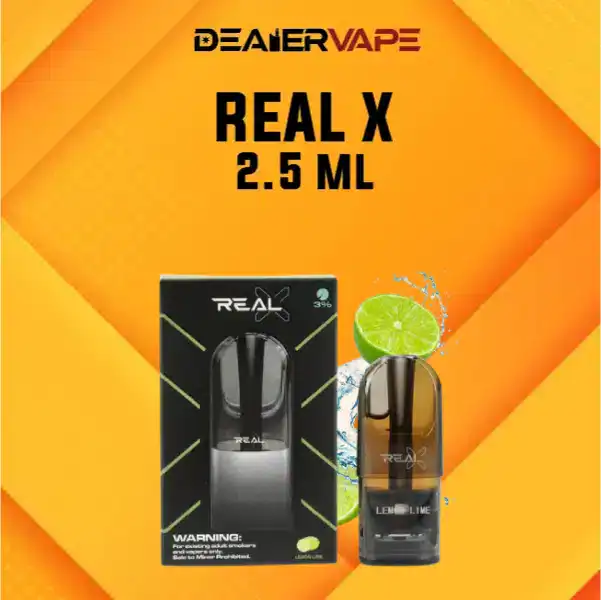 หัว real x max 2.5ml กลิ่น เลม่อน เปรี้ยวหวานอร่อยถูกปาก
