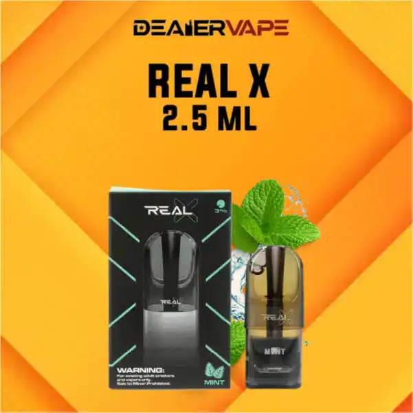 หัว real x max 2.5ml กลิ่น มิ้นต์ ให้ความรู้สึกสดชื่นทุกคำที่สูบ
