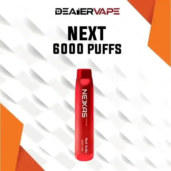 ใช้แล้วทิ้ง next 6000 puff กลิ่นน้ำแดงซ่า หอมหวานคลาสสิกแบบน้ำอัดลมไทย