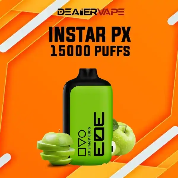 instar px 15000 puffs กลิ่นแอปเปิลเขียวเปรี้ยวจี๊ด เย็นสดชื่นในรสชาติที่ลงตัว