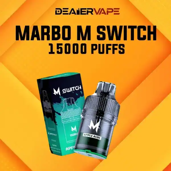 marbo m switch 15000 puffs กลิ่นแอปเปิลอโล แอปเปิลหอมหวานผสมว่านหางจระเข้ เติมความสดชื่นละมุนในทุกคำ